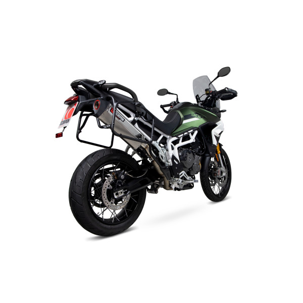 Scorpion Exhaust Triumph Tiger 900 (all models) 2020 - 2023 Serket Parallel Slip-on Brushed Stainless Steel Sleeve. Fits with panniers